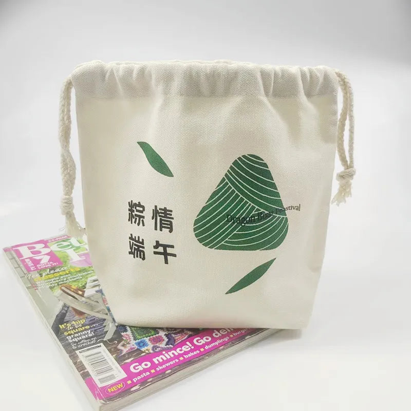 Wholesale Sublimation Pure Color Dragon Boat Rope Canvas Bag Cosmetics Christmas Gift Rope Bag Mini Candy Bags