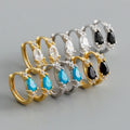 New Classic Unique Design 925 Sterling Silver Tear Cubic Zirconia Stone Huggie Earrings for Women