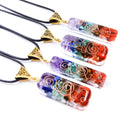 Orgone Energy Seven Chakra Pendulum Crystal Pendant Natural Stone 7 Chakra Gravel Necklace for Women Men Jewelry