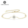 Factory Wholesale 14k Gold Plated 925 Sterling Silver 3mm&1.5mm&1.2mm Cluster Moissanite Eight-Pointed Star Bracelet Women
