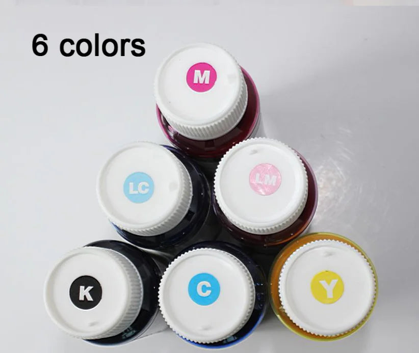 6x100ml Dye Sublimation Ink Refill Kit-Black Cyan Light Cyan Light -Epson Compatible Vivid Color Thanksgiving Valentine's Day