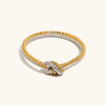 G3885 Wholesale 18K Gold Stainless Steel Plated Knotted Twist Stacking Ring Elegant Mix Two Tone Hand Jewelry for Women