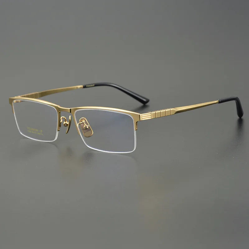 Pure Titanium Half Frame Square Myopia Glasses Frame Unisex Business Simple Ultra Light Shenzhen