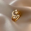 HOVANCI Woman Fashion Finger Jewelry Shinny Stars Shape Open Rings 18k Gold Plated Romantic Loves Wedding Ring for Girls