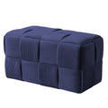 Square Woven Cube Pouf Ottoman Modern Upholstered Velvet Foot Rest Stool Padded Footrest Stool for Living Room Bedroom Entryway