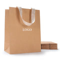 Recyclable Brown Kraft Paper Bag Printing Logo Custom Gift Bags With Ribbon Handles Shopping Wedding Party Bags