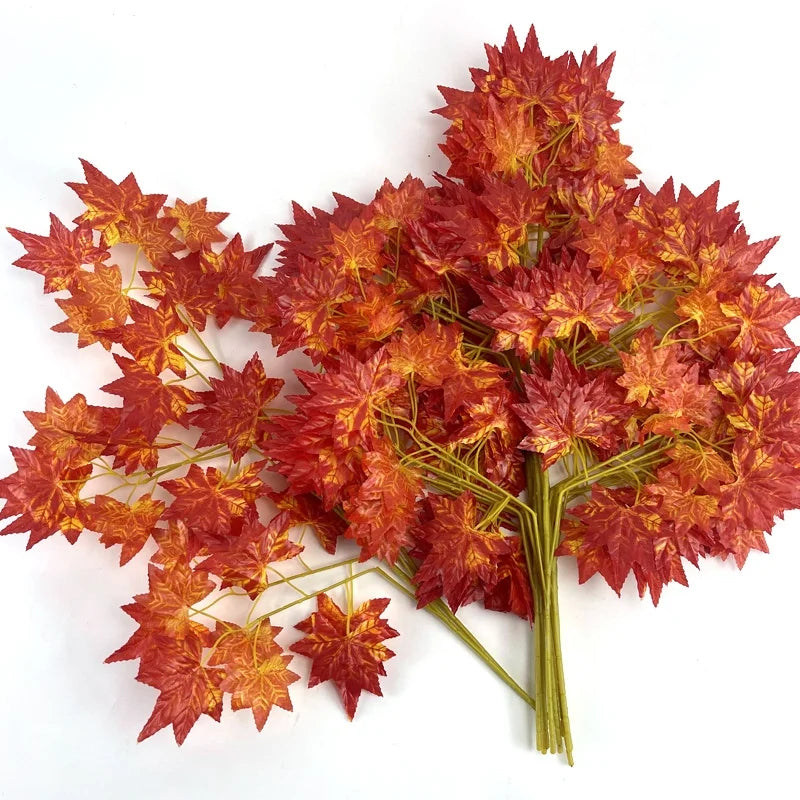 Assorted Silk Maple Leaves Branch Silk Artificial Red Maple Leaf for Wedding Home
