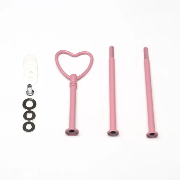 3 Tier Cupcake Stand Handle pink Color Heart Shape Cupcake Dessert Serving Tray Plates Diy Tier Stand