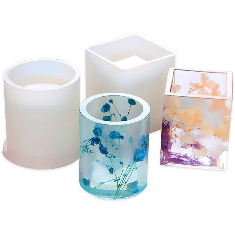 Custom Resin Silicone Mold Plastic Container Mold Pen Holder Candle Container Ornaments