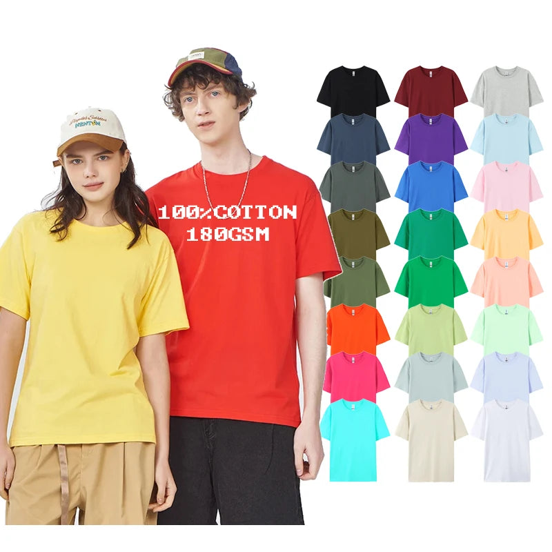 Multicolor Cotton T Shirt Men Casual Blank Shirts Custom Logo Oversize 180gsm 100% Cotton T Shirt