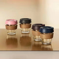 8/12oz  Customized logo  Borosilicate Glass Coffee Cup Mug with Silicone Sleeve and Cork Sleeve