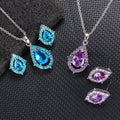 2024 New Trendy Ladies Zircon Necklace Earrings Set Luxurious Women Crystal Jewelry Set
