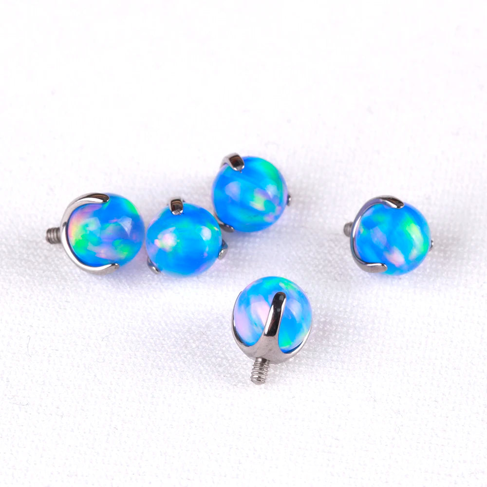 2pcs Unisex Body Piercing Studs Jelly Opal 4mm & 5mm Claw Setting Titanium Alloy Wedding Lip Nose Belly Button Piercings