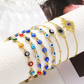 Simple Oil Drop Colorful Devil Eye Bracelet Adjustable Gold Plated Enamel Evil Eyes Link Chain Bracelet