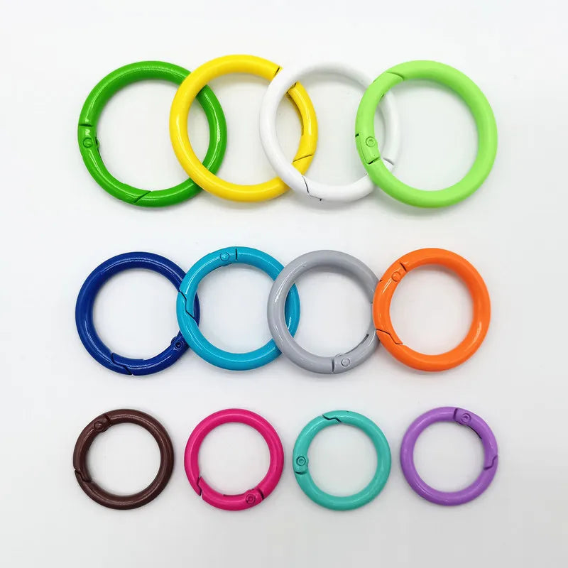 41 35 28 25 20mm Metal O Ring Keychain Key Ring Carabiner Colorful Spring Clasps Colorful Round Locking Carabiner Snap Clips