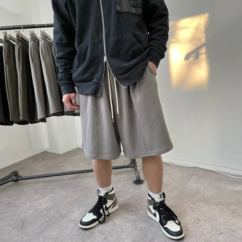 Muscle Fitness Running Cotton Shorts Men's Basketball Clothes Loose Knitted Solid Color Summer Sports Five-point Pants