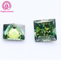 China Moissanite Price Per Carat Square Princess Cut 7x7mm Custom Moissanite Green Moissanite Stones for Fine Jewelry