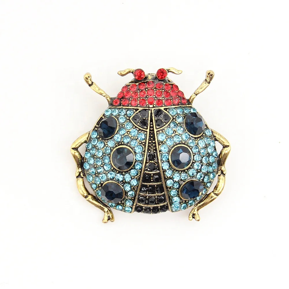 Custom Ladybug Animal Crystal Rhinestone Brooches Women's Jewelry Pins for Wedding Party Engagement Gift for Children