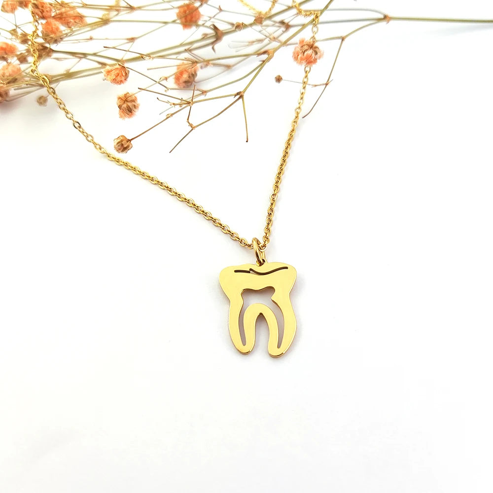 Teething Necklace for Baby Dental Jewelry Joyas De Acero Inoxidable Para Mujer Tooth Necklace Collar De Hombre Custom Jewelry