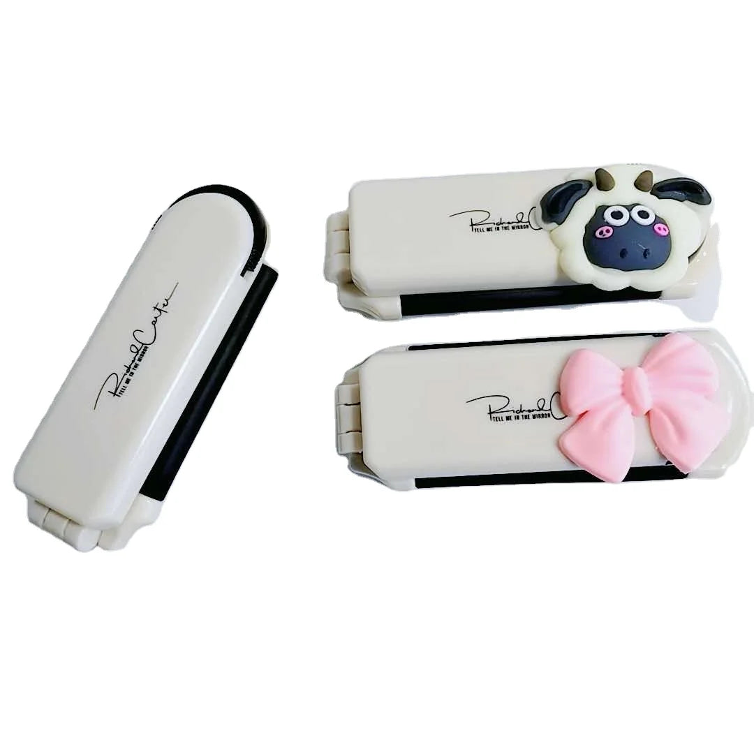 Mini Portable Foldable Hairbrush Comb Mirror Kit Anti-Static Travel Hairbrush Combs with Plastic Handle for Girls for Home Use