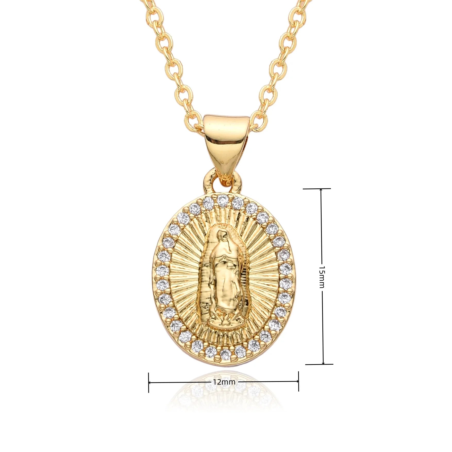 Joyeria De Jesus Collar Religioso Chapado En Oro Virgen Maria CZ Maria Colgante Collar De San Judas