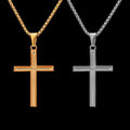 Hiphop 18K Gold Plated Jewelry Pendant Necklace Waterproof Stainless Steel Christian Cross Pendant Necklace for Men