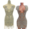 Keering Wedding Dress Gold Silver Beaded Rhinestone Bodice Applique Crystal for Garment Large Black Women WDP-406