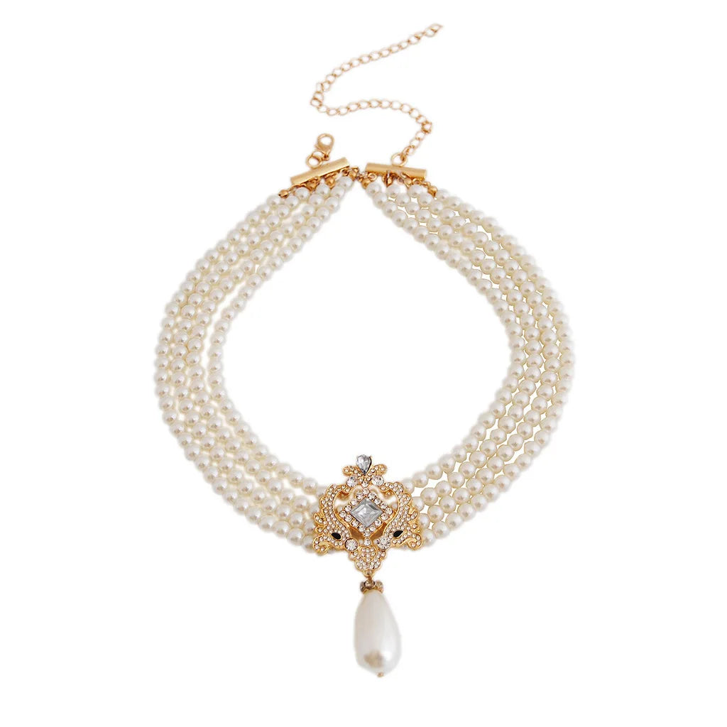 Multi Layer Twisted Pearl Choke Resin Bead Chain Necklace for Women's Necklaces Party Jewelry