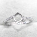 Sterling Silver 6*6mm Semi Mount Ring Empty Frame Blank Support Claw Setting S925 Base Holder Without Center Stone for DIY Inlay