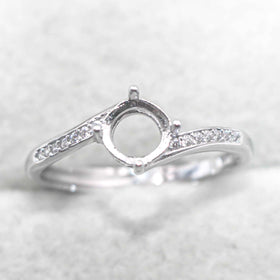 Sterling Silver 6*6mm Semi Mount Ring Empty Frame Blank Support Claw Setting S925 Base Holder Without Center Stone for DIY Inlay
