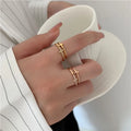 SP Double Cross Rings Jewelry 18K Gold Plated Stainless Steel Zircon Cross Ring for Women