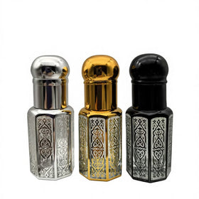 Essential Oil Bottle 3ML 6ML 12ML Empty Silver Gold Black Luxury Perfume Packaging Vial Stick Rod Lid Glass Roll on Bottle