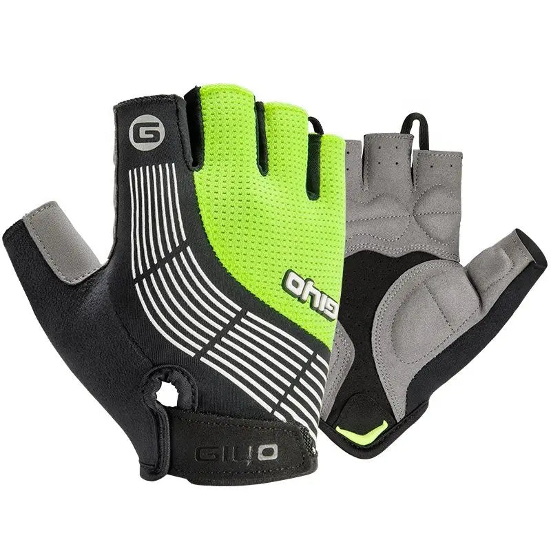GIYO Reflective Motorcycle Mountain Bike Gloves Shock Absorption Anti Slip Half Finger Riding Gloves