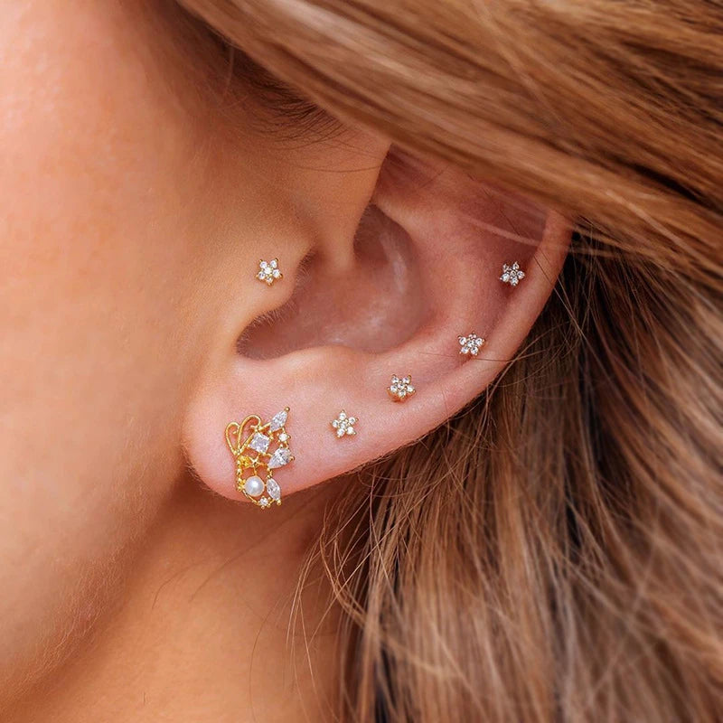 Korean Design Earring Set Crystal Stud Earrings for Women