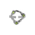 925 Sterling Silver Olive Green Zircon Crystal Irregular Shape Hollow Out Rings