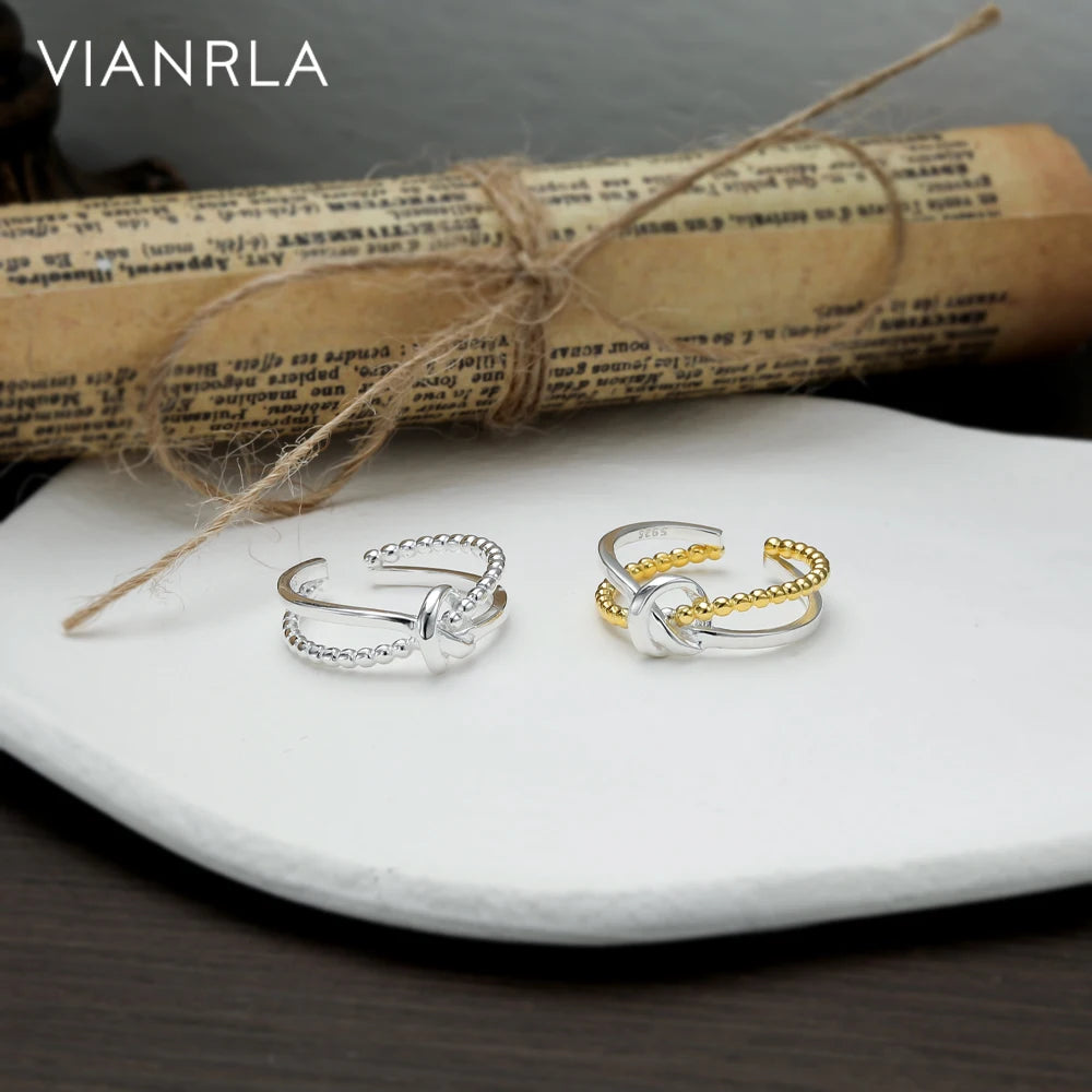 VIANRLA 925 Sterling Silver Knot Design Dainty Rings Gold Plated