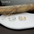 VIANRLA 925 Sterling Silver Knot Design Dainty Rings Gold Plated