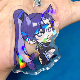 Custom Anime/Cartoon Style Digital Photo Sparkle Star/Gold Hologram Single Sided Acrylic Keychain Custom Logo UV Printing Key
