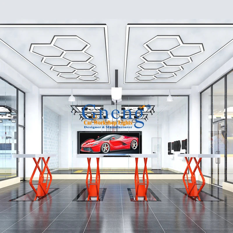 Customized Energy Saving DIY Led Honeycomb Gym Garage Workshop Car Wash Hexagon Light