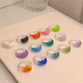 Stackable Knuckle Chunky Rings Ink Gradient Color Acrylic Rings Summer Y2K Cute Cream Color Chunky Acrylic Resin Rings for Women