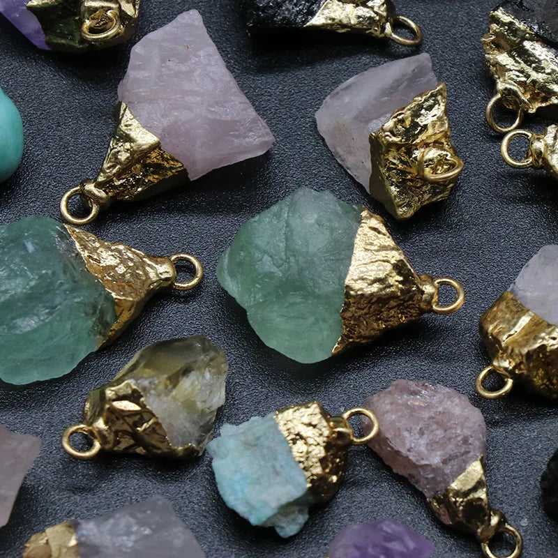 Wholesale Irregular Natural Gem Stone Agate Jade Crystal Rough Raw Stone Pendant for Necklace Bracelet DIY Making