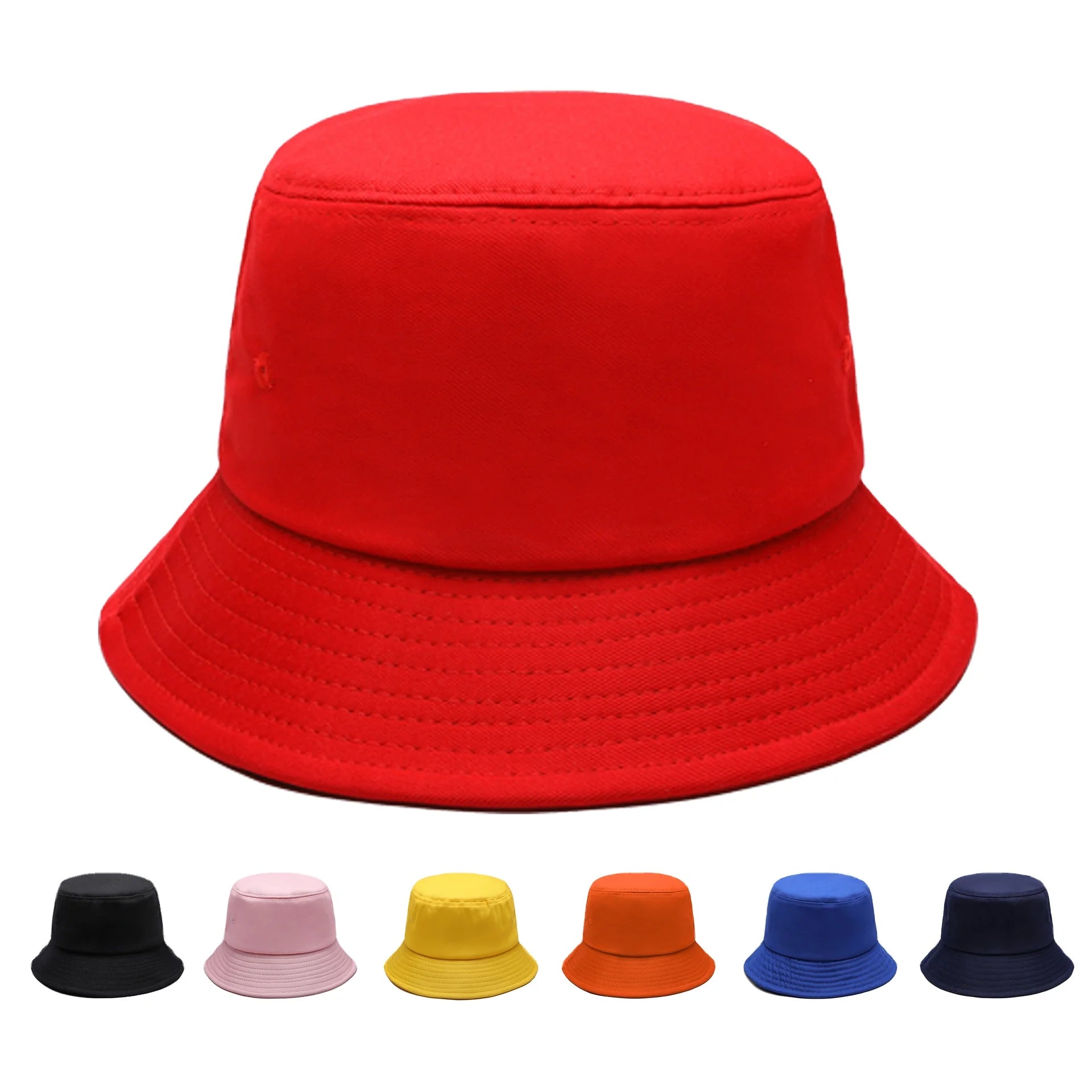 Summer Fall Wholesale Embroidered logo Fisherman Hats Plain Solid Color Wide Brim Designer Cotton Red Bucket Hats Custom