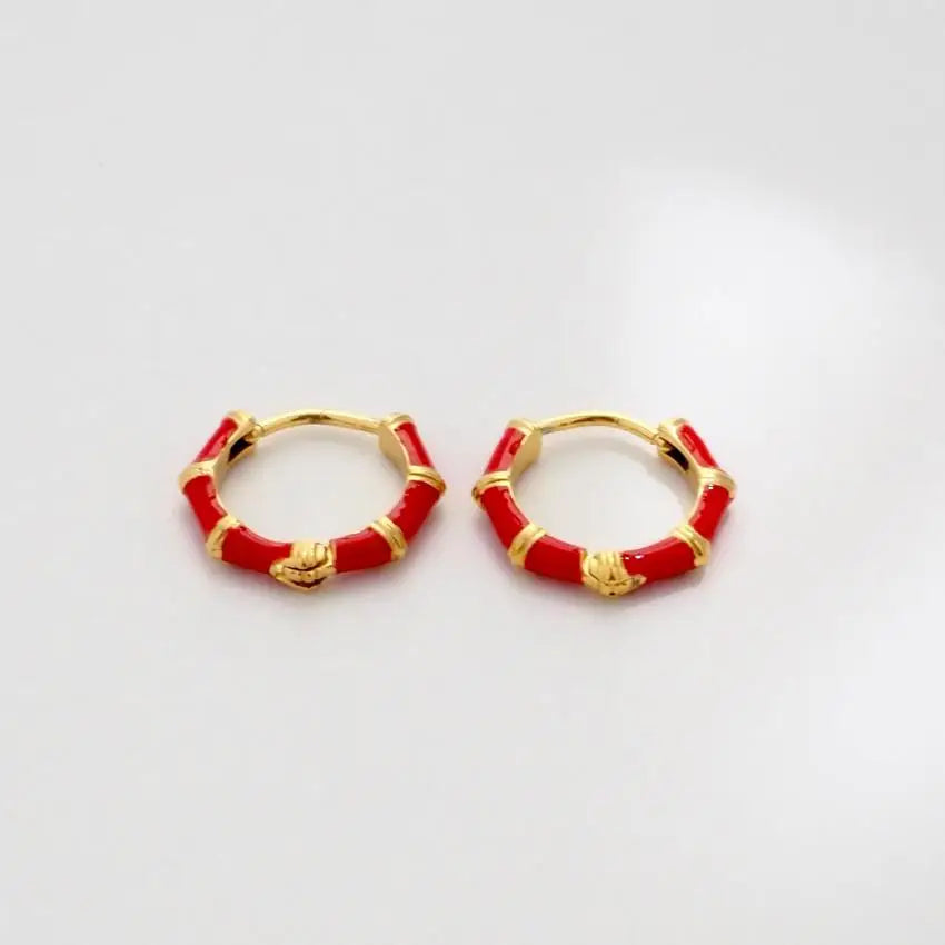 Wholesale 18K Gold Plated Stainless Steel Epoxy Resin Hip Hop Hoop Stud Earrings Fashionable for Men and Women