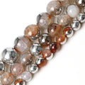 Mixed Color Silver-Colored Fire Agates Stone Beads DIY Needlework Accessories Semi-Precious & Metallic Coated Cracked Effect