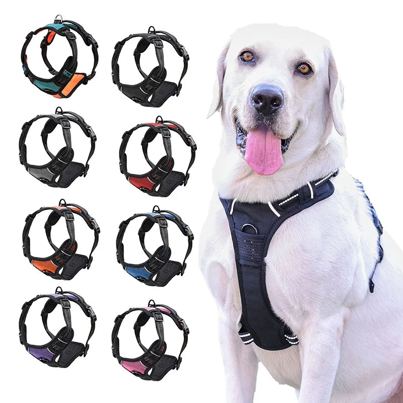 Customized Heavy Duty Vest Harness for Dog Pets Reflective Mesh Padded No Pull Dog Harness Leash Dog