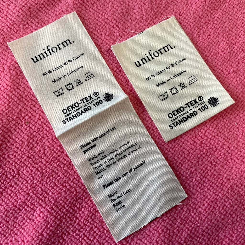 Middle Fold Matte Surface Beige Color Cotton Fabric Labelsilk Screen Printing Fabric Ingredient Cotton Inside Tags