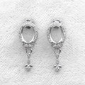 Sterling Silver 6*8mm Semi Mount Stud Eardrops Empty Frame Support Blank Setting S925 Base Without Center Stone DIY for Inlay