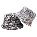Fashion Women's White Black Print Bucket Hat Packable Summer Travel Fisherman Cap Beach Sun Hat