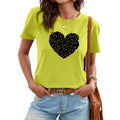 Direct Factory Wholesale Good Quality Loose Fit Casual Women's T-Shirts Crew Neck Solid Heart Print Breathable Logo Anti-Pilling