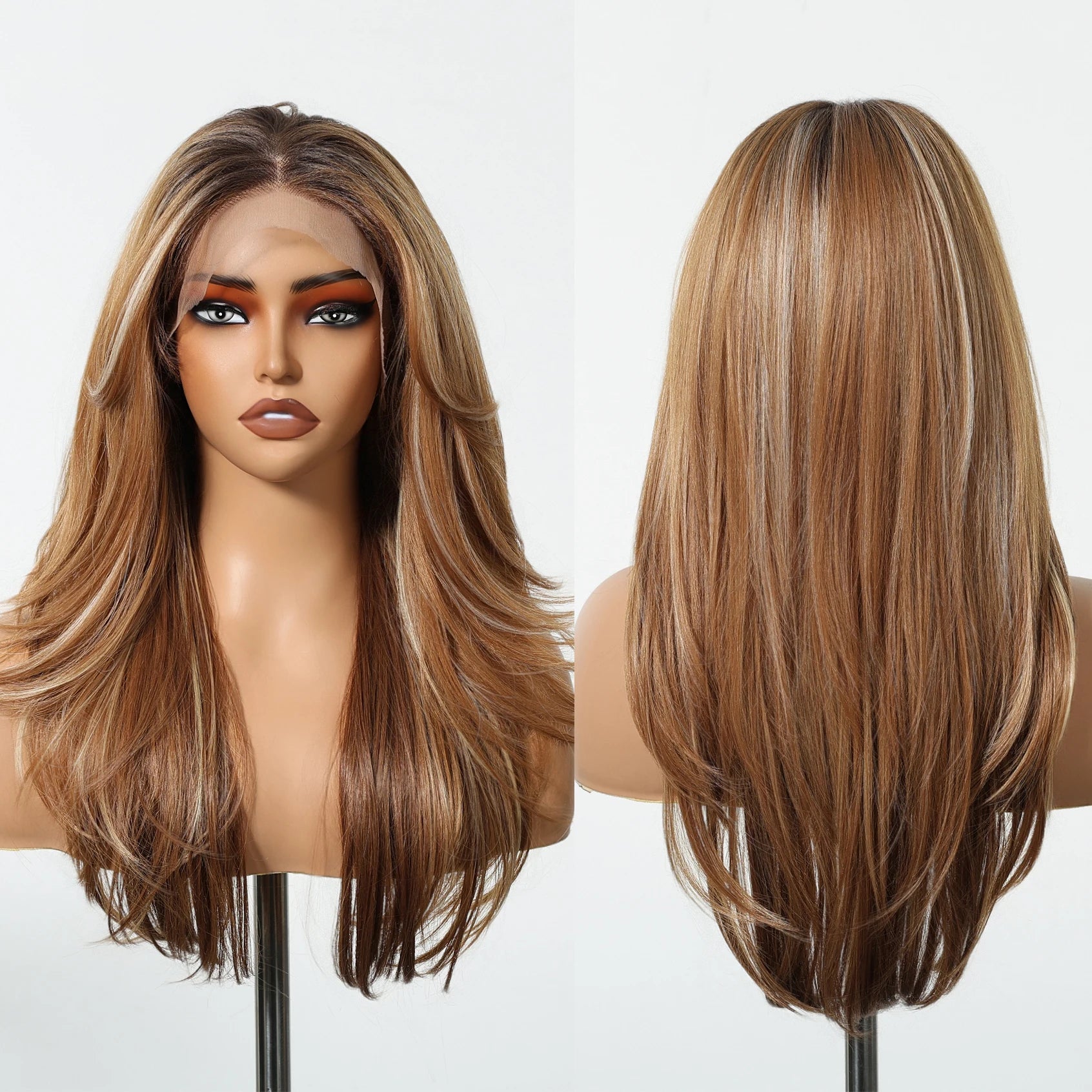 Stock Enough 13*6 Lace Wig Japan Imported Fiber Smooth Wig Curly Soft and Durable High Density Handmade Lace Brown Golden White